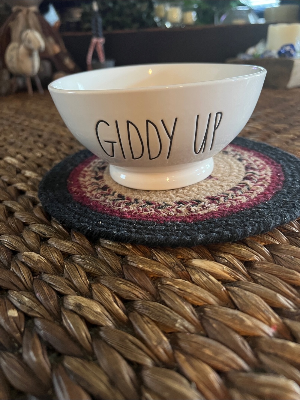 Rae Dunn White “GIDDY UP” Ceramic Bowl